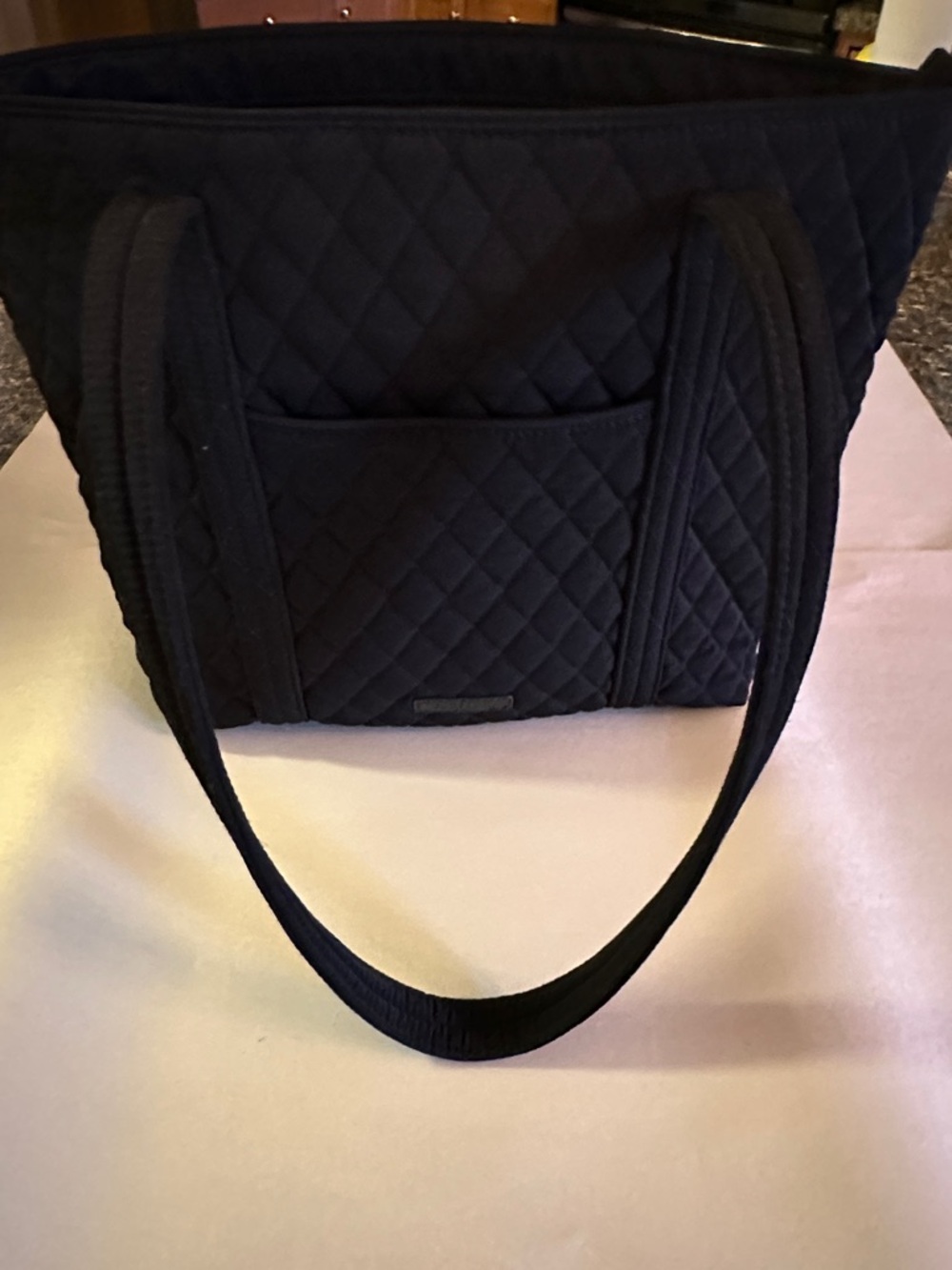 Vera Bradley Quilted Black Tote with Front Slip Pocket